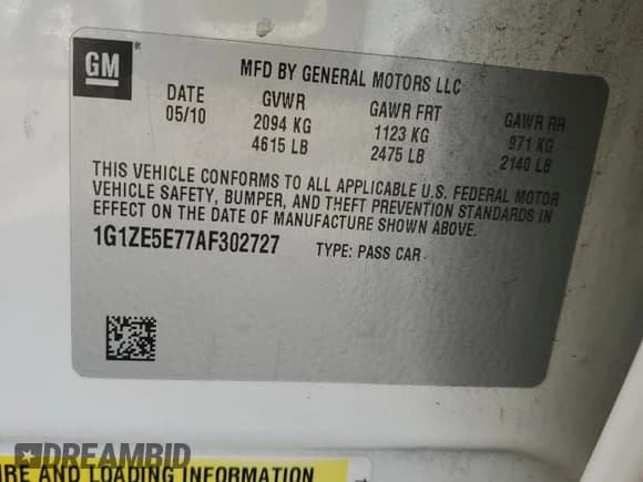 ✅ 2010 Chevrolet Malibu LTZ • VIN: 1G1ZE5E77AF302727 • Lot: 82566644. Listed on Copart with 203,019 mi. Free auction sales archive from the USA and detailed vehicle history report at DreamBid. Image 14.