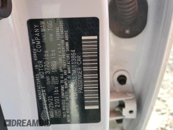 ✅ 2021 Hyundai Venue SEL • VIN: KMHRC8A37MU113864 • Lot: 42040875. Listed on Copart with 64,762 mi. Free auction sales archive from the USA and detailed vehicle history report at DreamBid. Image 15.