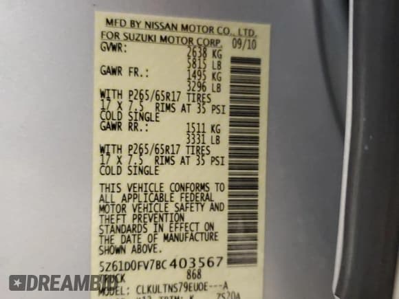 ✅ 2011 Suzuki Equator • VIN: 5Z61D0FV7BC403567 • Lot: 89258245. Wystawiony na Copart z przebiegiem 95 602 mil. Bezpłatny archiwum sprzedaży aukcyjnych z USA i szczegółowy raport historii pojazdu na DreamBid. Zdjęcie 12.