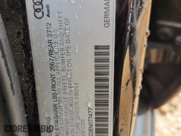 ✅ 2014 Audi A6 Premium Plus • VIN: WAUGFAFC0EN077477 • Lot: 89651915. Listed on Copart with 154,917 mi. Free auction sales archive from the USA and detailed vehicle history report at DreamBid. Image 12.