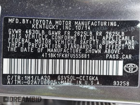 ✅ 2015 Toyota Camry XSE • VIN: 4T1BK1FK8FU555681 • Лот: 42617696. Опубликован ранее на IAAI с пробегом 84 243 миль. Бесплатный доступ к архиву аукционных продаж из США и подробный отчёт об истории автомобиля на DreamBid. Изображение 9.