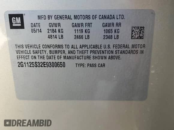 2014 Chevrolet Impala LT with VIN 2G1125S32E9300650, listed as a Copart auction lot 90485325 with 166,657 mi miles and Salvage title. Bid and sale history available at DreamBid. Image 12.