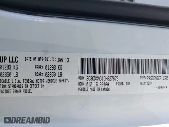 ✅ 2013 Dodge Charger Police • VIN: 2C3CDXAG1DH627673 • Lot: 43546060. Listed on IAAI with 124,794 mi. Free auction sales archive from the USA and detailed vehicle history report at DreamBid. Image 9.