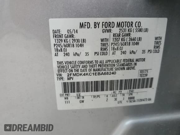 ✅ 2014 Ford Edge Limited • VIN: 2FMDK4KC1EBA68240 • Lot: 60952375. Wystawiony na Copart z przebiegiem 183 070 mil. Bezpłatny archiwum sprzedaży aukcyjnych z USA i szczegółowy raport historii pojazdu na DreamBid. Zdjęcie 13.