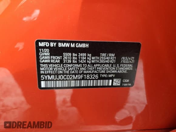 ✅ 2021 BMW X4 M • VIN: 5YMUJ0C02M9F18326 • Лот: 81575004. Опубликован ранее на Copart с пробегом 48 692 миль. Бесплатный доступ к архиву аукционных продаж из США и подробный отчёт об истории автомобиля на DreamBid. Изображение 13.