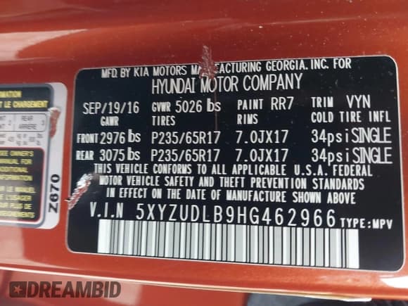 ✅ 2017 Hyundai Santa Fe 2.4L • VIN: 5XYZUDLB9HG462966 • Лот: 43529842. Опубликован ранее на IAAI с пробегом 89 258 миль. Бесплатный доступ к архиву аукционных продаж из США и подробный отчёт об истории автомобиля на DreamBid. Изображение 9.