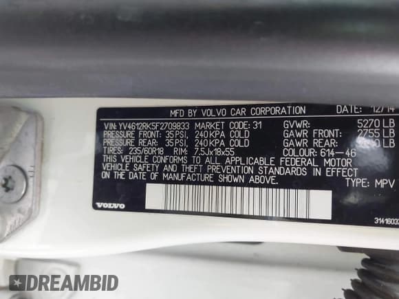 ✅ 2015 Volvo XC60 T5 • VIN: YV4612RK5F2709833 • Lot: 43677055. Wystawiony na IAAI z przebiegiem 163 838 mil. Bezpłatny archiwum sprzedaży aukcyjnych z USA i szczegółowy raport historii pojazdu na DreamBid. Zdjęcie 9.