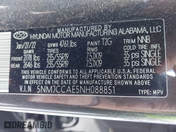 ✅ 2022 Hyundai Tucson SEL • VIN: 5NMJCCAE5NH088851 • Lot: 43193693. Wystawiony na IAAI z przebiegiem 75 586 mil. Bezpłatny archiwum sprzedaży aukcyjnych z USA i szczegółowy raport historii pojazdu na DreamBid. Zdjęcie 9.