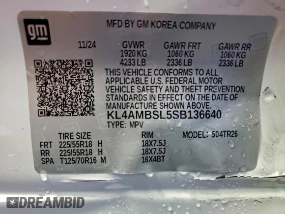 ✅ 2025 Buick Encore GX Preferred • VIN: KL4AMBSL5SB136640 • Лот: 94636665. Опубликован ранее на Copart с пробегом 17 921 миль. Бесплатный доступ к архиву аукционных продаж из США и подробный отчёт об истории автомобиля на DreamBid. Изображение 13.