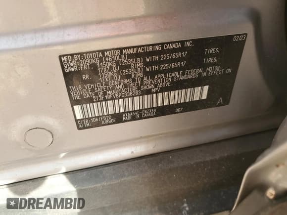 ✅ 2023 Toyota RAV4 LE • VIN: 2T3F1RFV8PC338283 • Лот: 91592665. Опубликован ранее на Copart с пробегом 33 696 миль. Бесплатный доступ к архиву аукционных продаж из США и подробный отчёт об истории автомобиля на DreamBid. Изображение 13.