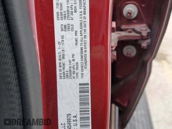 ✅ 2023 Ram 1500 Big Horn • VIN: 1C6SRFFT2PN549979 • Lot: 53004915. Listed on Copart with 5,655 mi. Free auction sales archive from the USA and detailed vehicle history report at DreamBid. Image 12.