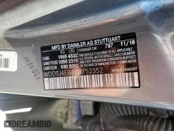 ✅ 2019 Mercedes-Benz CLA 250 • VIN: WDDSJ4EB4KN752352 • Лот: 92042745. Опубликован ранее на Copart с пробегом 110 361 миль. Бесплатный доступ к архиву аукционных продаж из США и подробный отчёт об истории автомобиля на DreamBid. Изображение 12.