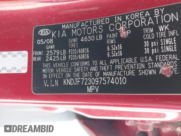 ✅ 2009 Kia Sportage EX • VIN: KNDJF723097574010 • Lot: 42259136. Listed on IAAI with 220,144 mi. Free auction sales archive from the USA and detailed vehicle history report at DreamBid. Image 9.