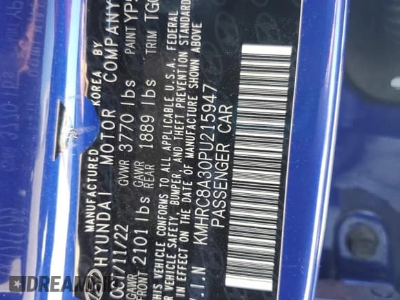 ✅ 2023 Hyundai Venue Limited • VIN: KMHRC8A30PU215947 • Lot: 53524615. Listed on Copart with 52,681 mi. Free auction sales archive from the USA and detailed vehicle history report at DreamBid. Image 13.