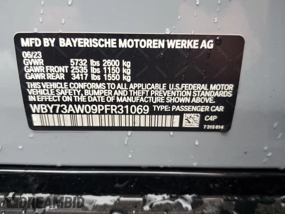 ✅ 2023 BMW i4 eDrive40 • VIN: WBY73AW09PFR31069 • Lot: 86705275. Wystawiony na Copart z przebiegiem 66 903 mil. Bezpłatny archiwum sprzedaży aukcyjnych z USA i szczegółowy raport historii pojazdu na DreamBid. Zdjęcie 13.