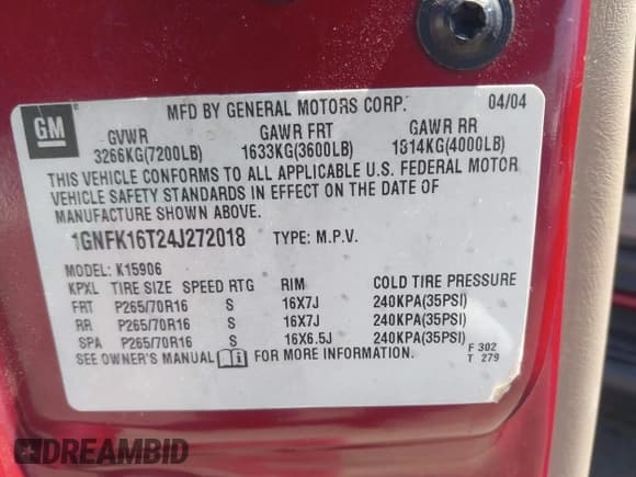 ✅ 2004 Chevrolet Suburban LT • VIN: 1GNFK16T24J272018 • Лот: 41302541. Опубликован ранее на IAAI с пробегом 139 881 миль. Бесплатный доступ к архиву аукционных продаж из США и подробный отчёт об истории автомобиля на DreamBid. Изображение 9.