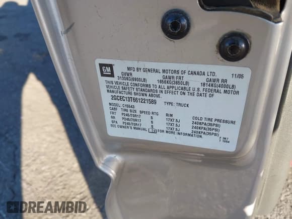 ✅ 2006 Chevrolet Silverado 1500 LT1 • VIN: 2GCEC13T661221589 • Лот: 43487047. Опубликован ранее на IAAI с пробегом 145 400 миль. Бесплатный доступ к архиву аукционных продаж из США и подробный отчёт об истории автомобиля на DreamBid. Изображение 9.