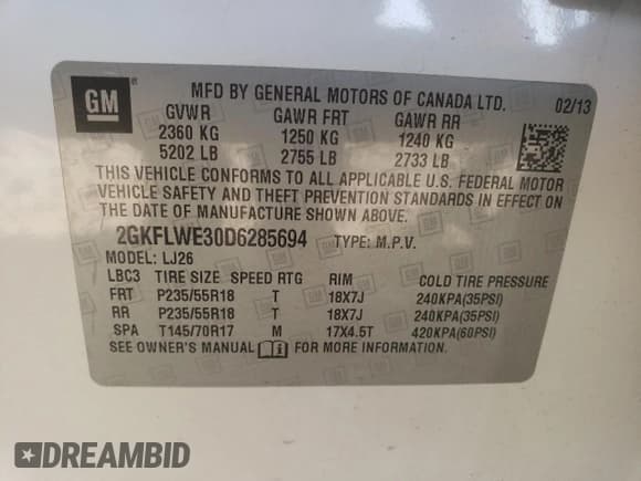 ✅ 2013 GMC Terrain SLT • VIN: 2GKFLWE30D6285694 • Lot: 84402585. Listed on Copart with 179,287 mi. Free auction sales archive from the USA and detailed vehicle history report at DreamBid. Image 13.