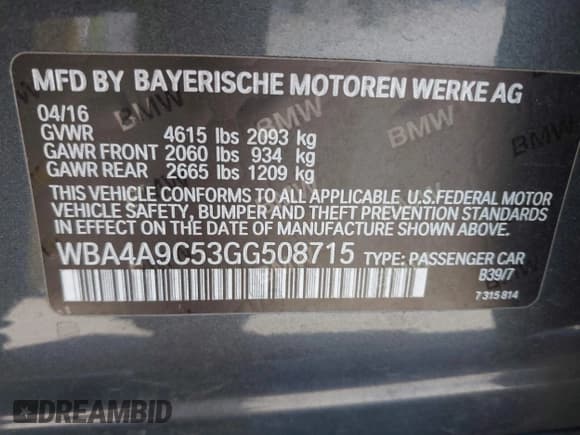 ✅ 2016 BMW 4 Series 428i • VIN: WBA4A9C53GG508715 • Лот: 42333080. Опубликован ранее на IAAI с пробегом 38 131 миль. Бесплатный доступ к архиву аукционных продаж из США и подробный отчёт об истории автомобиля на DreamBid. Изображение 9.