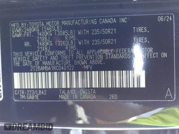 ✅ 2024 Lexus RX 350 • VIN: 2T2BAMBA1RC040122 • Лот: 42285889. Опубликован ранее на IAAI с пробегом 14 822 миль. Бесплатный доступ к архиву аукционных продаж из США и подробный отчёт об истории автомобиля на DreamBid. Изображение 9.