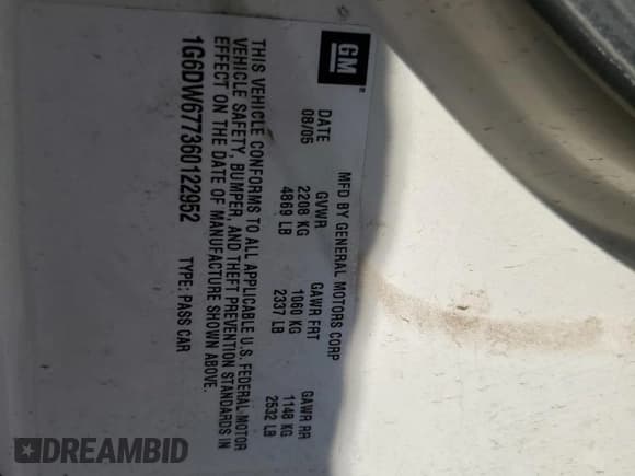 ✅ 2006 Cadillac STS • VIN: 1G6DW677360122952 • Lot: 70916765. Listed on Copart with 173,468 mi. Free auction sales archive from the USA and detailed vehicle history report at DreamBid. Image 12.