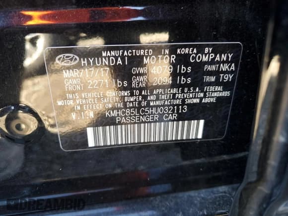 ✅ 2017 Hyundai Ioniq Limited • VIN: KMHC85LC5HU032113 • Lot: 49953695. Wystawiony na Copart z przebiegiem 93 310 mil. Bezpłatny archiwum sprzedaży aukcyjnych z USA i szczegółowy raport historii pojazdu na DreamBid. Zdjęcie 12.