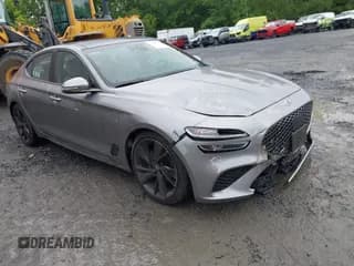 ✅ 2023 Genesis G70 2.0T • VIN: KMTG34TAXPU115811 • Lot: 42384218. Listed on IAAI with 35,262 mi. Free auction sales archive from the USA and detailed vehicle history report at DreamBid. Image 1.