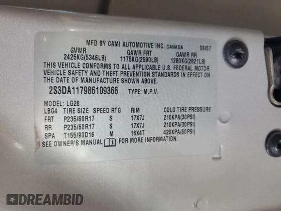 ✅ 2008 Suzuki XL7 • VIN: 2S3DA117986109366 • Lot: 91654315. Listed on Copart with 177,000 mi. Free auction sales archive from the USA and detailed vehicle history report at DreamBid. Image 12.