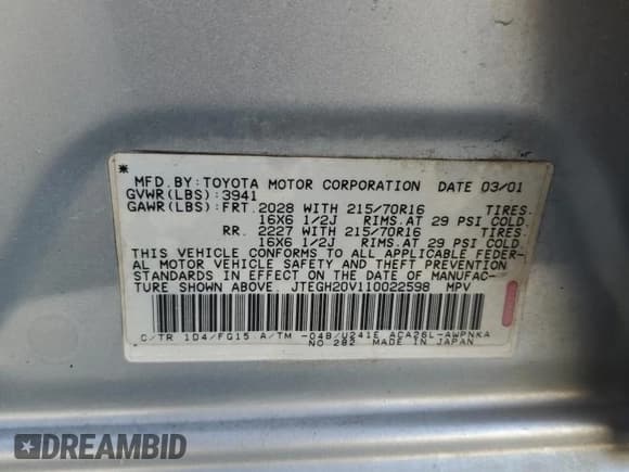 ✅ 2001 Toyota RAV4 • VIN: JTEGH20V110022598 • Лот: 70388725. Опубликован ранее на Copart с пробегом 178 269 миль. Бесплатный доступ к архиву аукционных продаж из США и подробный отчёт об истории автомобиля на DreamBid. Изображение 13.