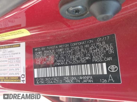 ✅ 2017 Toyota Corolla • VIN: JTNKARJE7HJ539785 • Lot: 43218555. Wystawiony na IAAI z przebiegiem 78 756 mil. Bezpłatny archiwum sprzedaży aukcyjnych z USA i szczegółowy raport historii pojazdu na DreamBid. Zdjęcie 9.