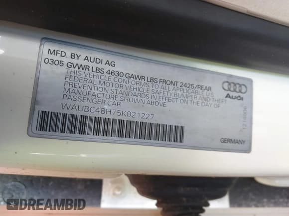 ✅ 2005 Audi A4 1.8T • VIN: WAUBC48H75K021227 • Лот: 41632055. Опубликован ранее на IAAI с пробегом 133 681 миль. Бесплатный доступ к архиву аукционных продаж из США и подробный отчёт об истории автомобиля на DreamBid. Изображение 9.