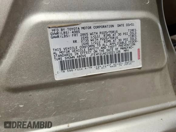 2001 Toyota Highlander с VIN JTEHF21A210021126, выставлен на аукционе Copart как лот 71794755 с пробегом 232 837 миль миль и Списание • Salvage title. История ставок и продаж доступна на DreamBid. Изображение 14.