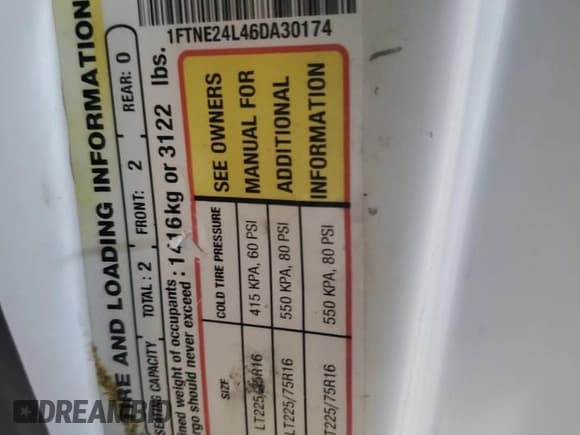 ✅ 2006 Ford Econoline Cargo • VIN: 1FTNE24L46DA30174 • Lot: 68196065. Wystawiony na Copart z przebiegiem 144 661 mil. Bezpłatny archiwum sprzedaży aukcyjnych z USA i szczegółowy raport historii pojazdu na DreamBid. Zdjęcie 12.