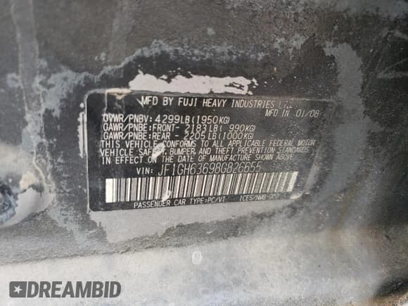 ✅ 2008 Subaru Impreza Outback Special Sports • VIN: JF1GH63698G826655 • Lot: 57448535. Listed on Copart with 174,053 mi. Free auction sales archive from the USA and detailed vehicle history report at DreamBid. Image 13.