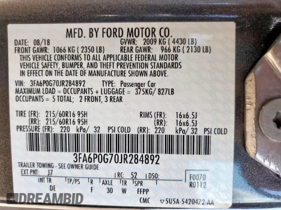 ✅ 2018 Ford Fusion S • VIN: 3FA6P0G70JR284892 • Лот: 85107335. Опубликован ранее на Copart с пробегом 77 544 миль. Бесплатный доступ к архиву аукционных продаж из США и подробный отчёт об истории автомобиля на DreamBid. Изображение 13.