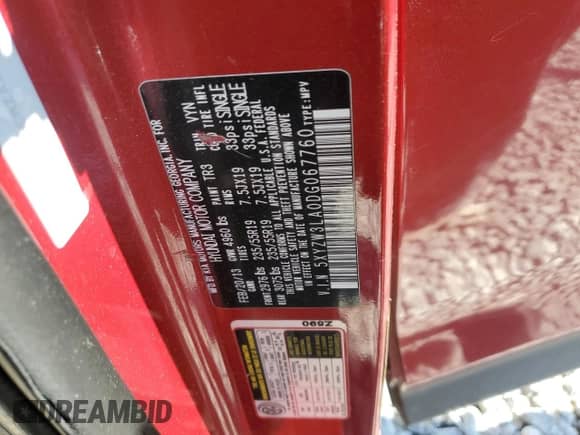 2013 Hyundai Santa Fe Sport z VIN 5XYZW3LA0DG067760, wystawiony jako Copart lot #80306875 z przebiegiem 159 911 mil mil oraz Szkoda całkowita • Salvage title. Historia ofert i sprzedaży dostępna na DreamBid. Obrazek 13.