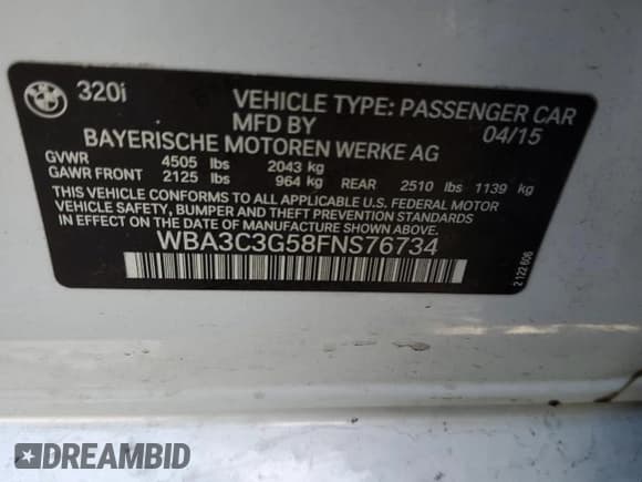 ✅ 2015 BMW 3 Series 320i xDrive • VIN: WBA3C3G58FNS76734 • Lot: 80647405. Wystawiony na Copart z przebiegiem 132 816 mil. Bezpłatny archiwum sprzedaży aukcyjnych z USA i szczegółowy raport historii pojazdu na DreamBid. Zdjęcie 12.