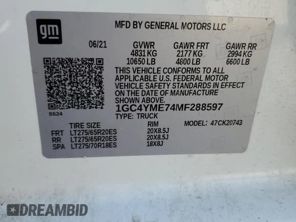 ✅ 2021 Chevrolet Silverado 2500HD Custom • VIN: 1GC4YME74MF288597 • Lot: 65971905. Wystawiony na Copart z przebiegiem 58 694 mil. Bezpłatny archiwum sprzedaży aukcyjnych z USA i szczegółowy raport historii pojazdu na DreamBid. Zdjęcie 12.
