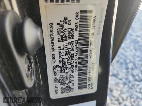 ✅ 2010 Toyota Corolla • VIN: 1NXBU4EE7AZ269420 • Lot: 92623725. Listed on Copart with 120,201 mi. Free auction sales archive from the USA and detailed vehicle history report at DreamBid. Image 12.