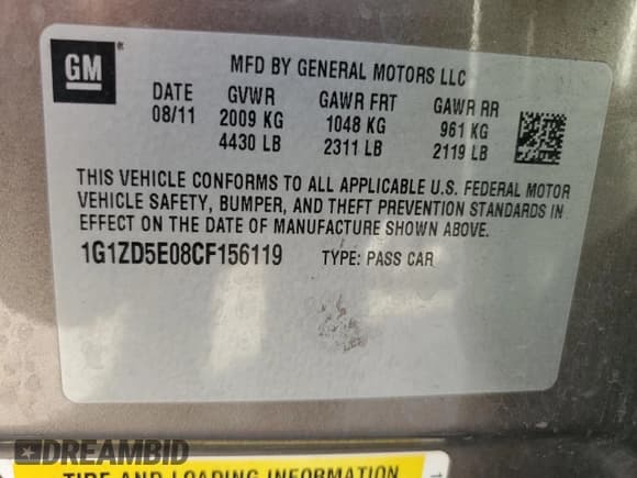 ✅ 2012 Chevrolet Malibu 2LT • VIN: 1G1ZD5E08CF156119 • Lot: 70344404. Listed on Copart with 109,225 mi. Free auction sales archive from the USA and detailed vehicle history report at DreamBid. Image 12.