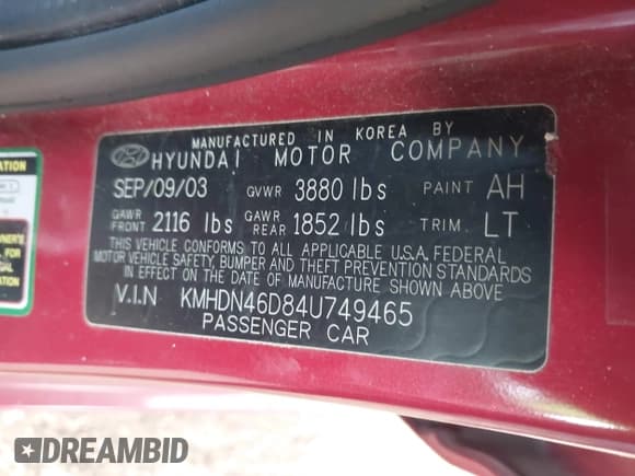 ✅ 2004 Hyundai Elantra GLS • VIN: KMHDN46D84U749465 • Lot: 40692684. Wystawiony na IAAI z przebiegiem 84 855 mil. Bezpłatny archiwum sprzedaży aukcyjnych z USA i szczegółowy raport historii pojazdu na DreamBid. Zdjęcie 9.