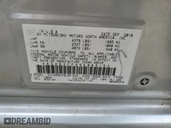 ✅ 2011 Mitsubishi Galant FE • VIN: 4A32B2FF6BE009153 • Lot: 65386755. Wystawiony na Copart z przebiegiem 274 253 mil. Bezpłatny archiwum sprzedaży aukcyjnych z USA i szczegółowy raport historii pojazdu na DreamBid. Zdjęcie 13.