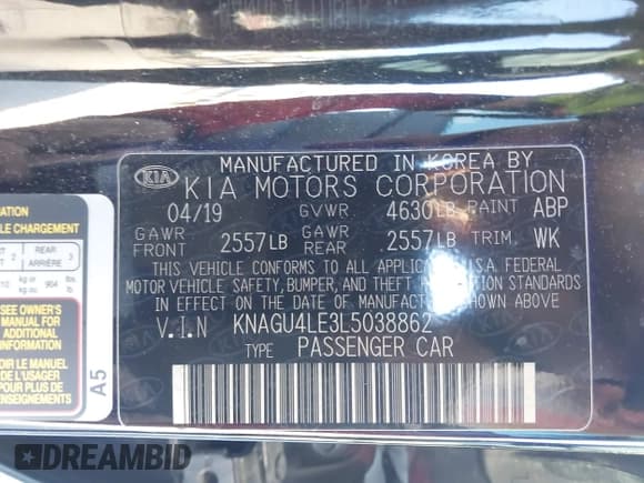 ✅ 2020 Kia Optima EX • VIN: KNAGU4LE3L5038862 • Lot: 43815822. Wystawiony na IAAI z przebiegiem 156 936 mil. Bezpłatny archiwum sprzedaży aukcyjnych z USA i szczegółowy raport historii pojazdu na DreamBid. Zdjęcie 9.