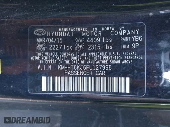 ✅ 2015 Hyundai Genesis Coupe 3.8L Base • VIN: KMHHT6KJ6FU127996 • Lot: 42682746. Listed on IAAI with 110,640 mi. Free auction sales archive from the USA and detailed vehicle history report at DreamBid. Image 9.