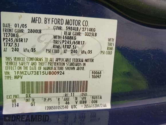 ✅ 2005 Ford Explorer XLT • VIN: 1FMZU73E15UB00924 • Лот: 41991317. Опубликован ранее на IAAI с пробегом 210 092 миль. Бесплатный доступ к архиву аукционных продаж из США и подробный отчёт об истории автомобиля на DreamBid. Изображение 9.