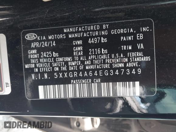 ✅ 2014 Kia Optima SX Turbo • VIN: 5XXGR4A64EG347349 • Lot: 42431635. Wystawiony na IAAI z przebiegiem 115 771 mil. Bezpłatny archiwum sprzedaży aukcyjnych z USA i szczegółowy raport historii pojazdu na DreamBid. Zdjęcie 9.