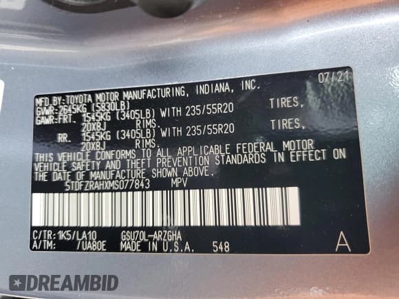 ✅ 2021 Toyota Highlander Platinum • VIN: 5TDFZRAHXMS077843 • Lot: 56834675. Listed on Copart with 44,113 mi. Free auction sales archive from the USA and detailed vehicle history report at DreamBid. Image 13.