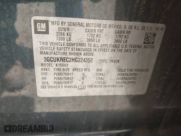 2017 Chevrolet Silverado 1500 LT с VIN 3GCUKREC2HG224350, выставлен на аукционе IAAI как лот 42136861 с пробегом 120 387 миль миль и . История ставок и продаж доступна на DreamBid. Изображение 9.