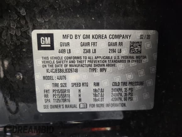 ✅ 2020 Buick Encore Preferred • VIN: KL4CJESB6LB326748 • Lot: 70831245. Wystawiony na Copart z przebiegiem 98 750 mil. Bezpłatny archiwum sprzedaży aukcyjnych z USA i szczegółowy raport historii pojazdu na DreamBid. Zdjęcie 13.