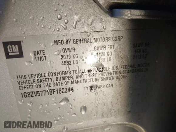 ✅ 2008 Saturn Aura XR • VIN: 1G8ZV57718F162344 • Lot: 43647621. Listed on IAAI with 121,006 mi. Free auction sales archive from the USA and detailed vehicle history report at DreamBid. Image 9.